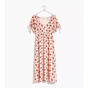 Madewell Tie-Sleeve Ruffle-Waist Midi Dress in Countryside Blooms Size 6
